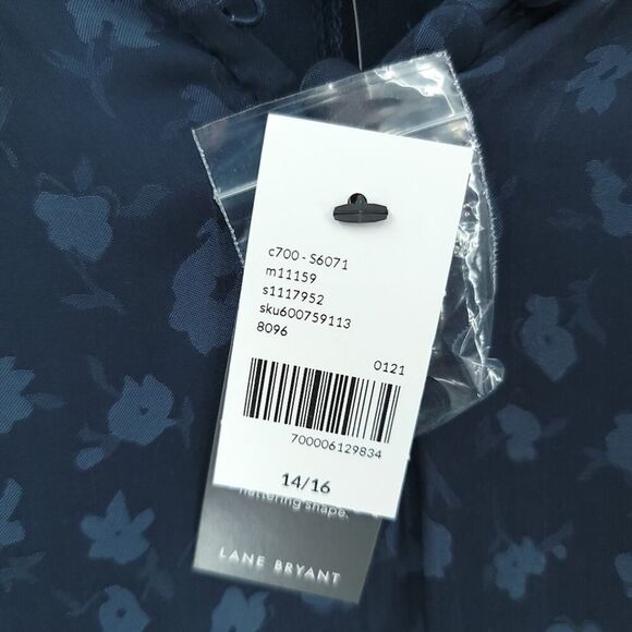 Lane Bryant Navy Floral Lightweight Blouse 14/16 - Picture 11 of 13